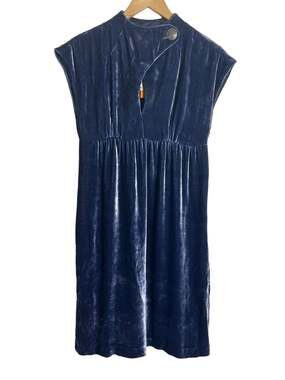 Cynthia Steffe Blue Silk Velvet Babydoll Cap Sleeve Mini Dress Women’s Size 4